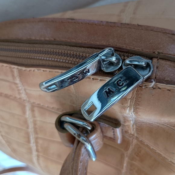 Vintage MC Marc Chantal Tan Embossed Leather Bag Purse Silver Western Details - Picture 6 of 10